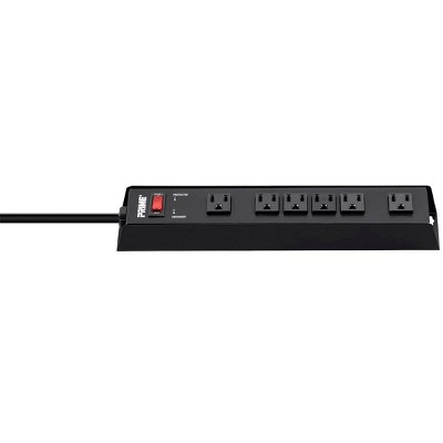 Black 6-Outlet Metal Surge Protector Power Strip with 15ft Cord