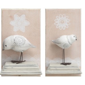 Transpac Resin 9 in. White Spring Doily Bird Wall Plaque Set of 2 - 1 of 2