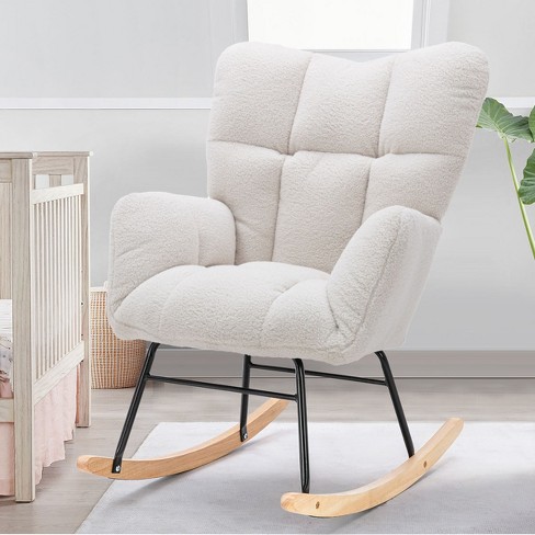 Epping Nursery Rocking Chair White Teddy Swivel Accent Chair Upholstered Glider Rocker Rocking Accent Chair Wingback Rocking Chairs Maison Boucle