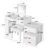 FONTOI 3-in-1 Makeup Vanity Desk with Flip-Top Mirror, Dressing Table with Adjustable Length&le Drawers for Home, Walnut, 16.3"*31.3"*45.25" - 3 of 4