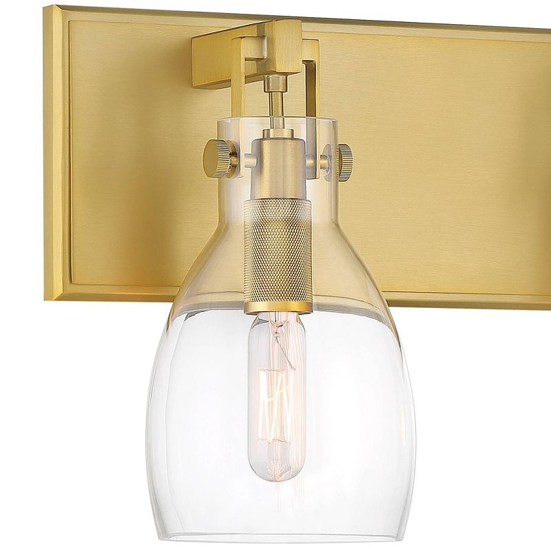 Minka Lavery Industrial Wall Light Sconce Soft Brass Hardwired 13 3/4" 2-Light Fixture Clear Glass Shade for Bedroom Bathroom, 2 of 3