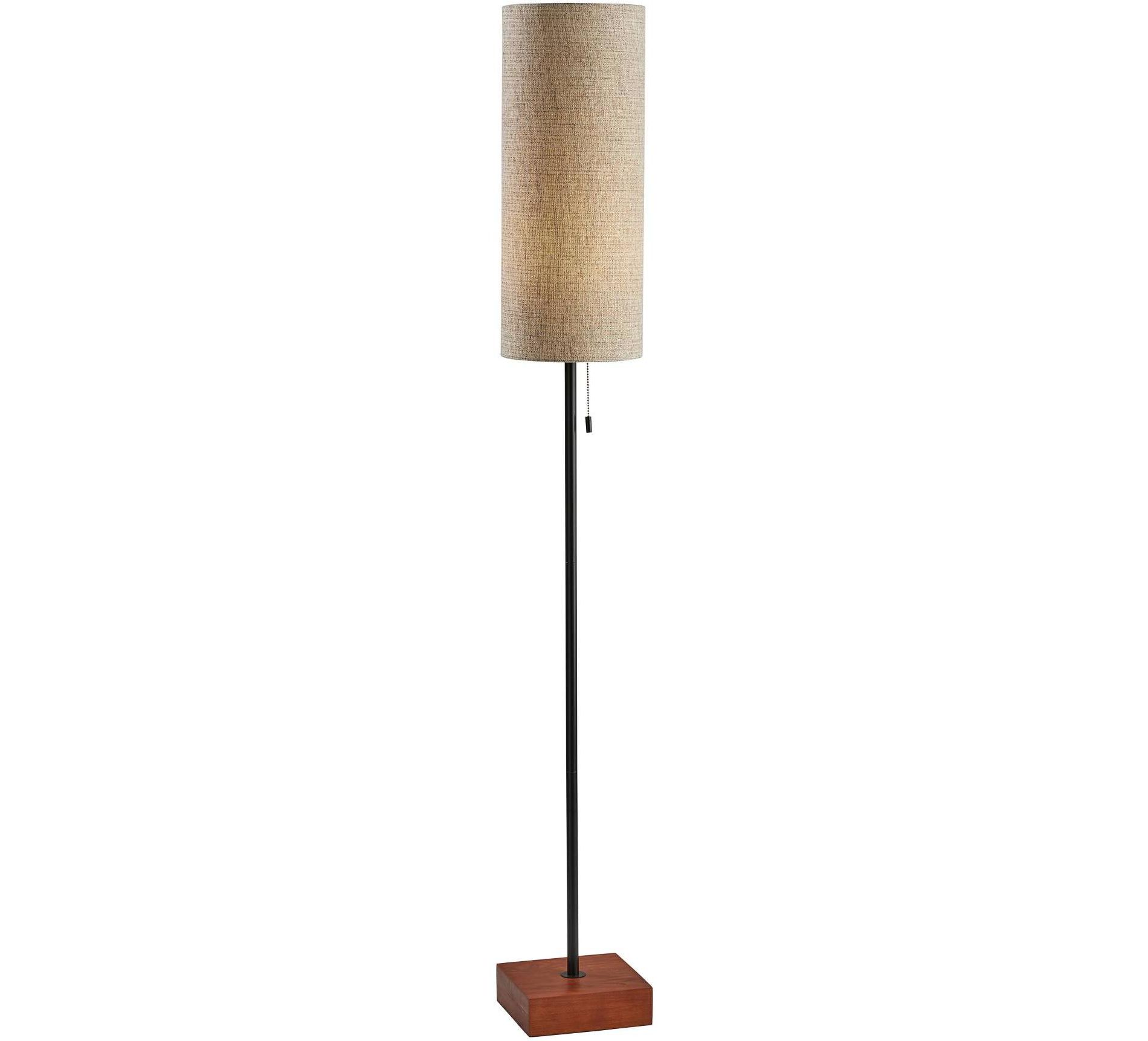 Adesso Trudy 62" Black Metal Floor Lamp with Beige Cylinder Shade