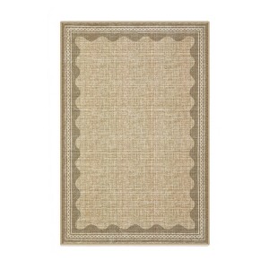 Indoor Modern Washable Area Rugs with Scalloped Print, Ultra Thin Non Slip Throw Carpet for Bedroom Living Room - 1 of 4