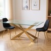 HomeRoots 87" Clear and Gold Glass and Metal Cross Leg Base Dining Table - 2 of 4