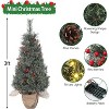 COZONY 3FT Pre-Lit Mini Christmas Tree with 78 LED Lights & Timer – Nordic Artificial Spruce, Pinecones & Berries, Burlap Bag Base - 3 of 4