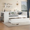Twin Size Wood Daybed with Trundle, Storage Drawers and Side Shelves for Bedroom or Apartment - 2 of 4