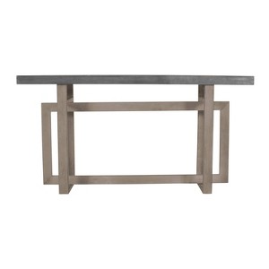 The Urban Port 59" Artisan Sideboard Console Table with Geometric Interlocked Base Distressed Matte Gray - 1 of 4
