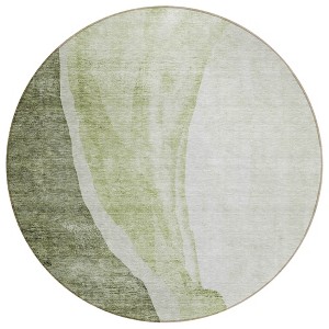 Olive Green And Beige Abstract Washable Indoor Outdoor Area Rug - 1 of 4