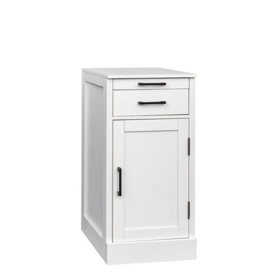 Vynxaria Bar Serving Carts, White and Brown Walnut Modular Wine Bar Cabinet with Hutch