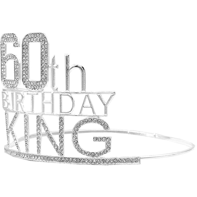 VeryMerryMakering 60th Birthday King Crown and Sash for Men, Silver, 5 of 7