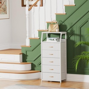 Nightstands with 3, 4, 5 Drawers, Fabric Small Dresser Organizer Vertical Storage Tower for Bedroom, Closet, Hallway - 1 of 4