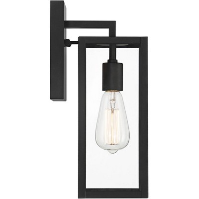 Mystic Black Modern Outdoor Wall Light Set with Clear Glass