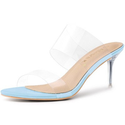 Allegra K Women's Clear Slide Stiletto Heels Sandals
