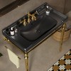 KIGFTSOD 36" Bathroom Console Sink, Wall-Mounted Green Ceramic Vanity Basin with 3 Pre-drilled Faucet Holes, No Faucet - 3 of 4