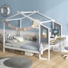 Infans Full Size Kids House Bed with Study Desk w/Removable Box Drawers Hanging Hooks - 3 of 4
