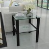 Set of 2, Glass two layer tea table, small round table, bedroom corner table, living room side table, Transparent - 4 of 4