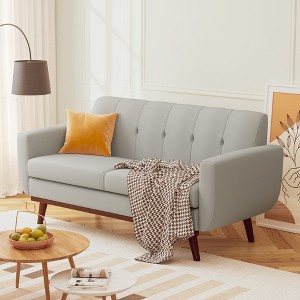 Dyonery 65.4" Loveseat Sofa, Mid Century Modern Decor Love Seat Couches for Living Room, Button Tufted Upholstered Small Couch - 1 of 4