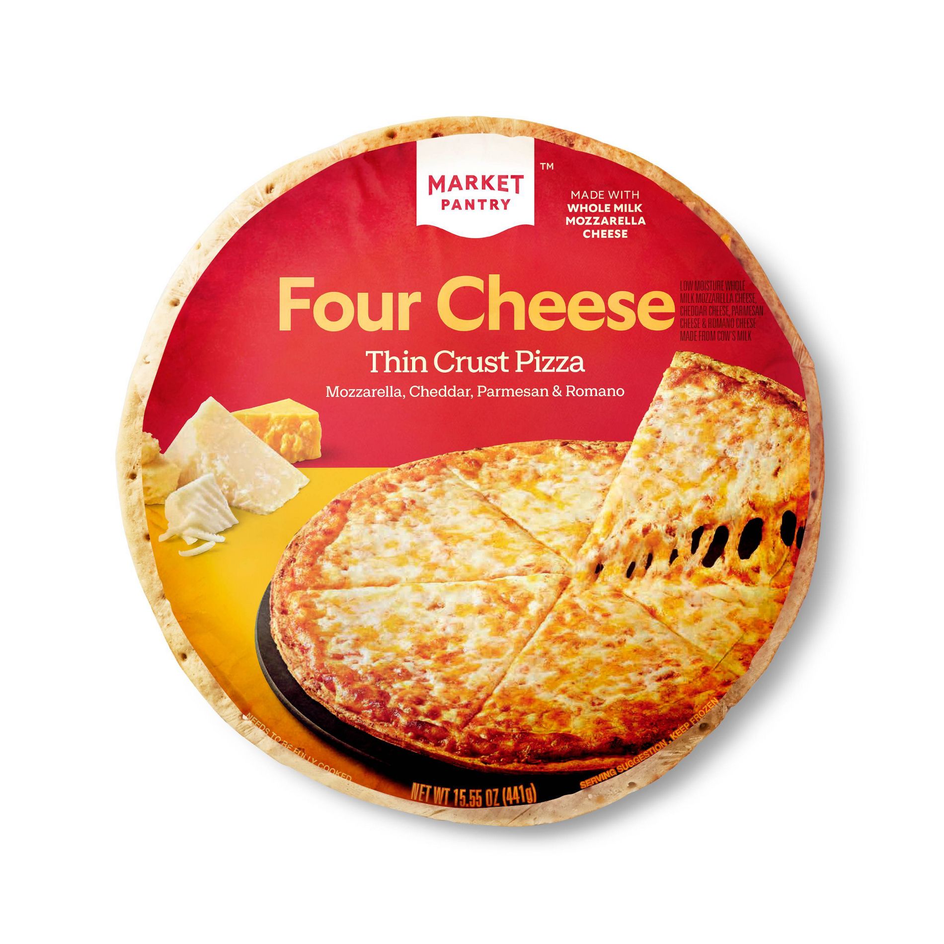 Thin Crust Four Cheese Frozen Pizza - 15.55oz - Market Pantry™