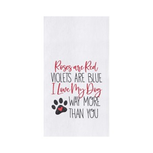 C&F Home Valentine's Day "Love My Dog More" Pawprint Flour Sack Kitchen Dishtowel - 1 of 4