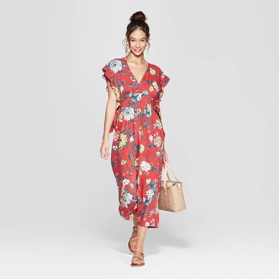 target red floral jumpsuit