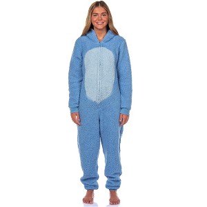 Seven Times Six Disney Winnie The Pooh Adult Eeyore Fleece Cosplay Costume Union Suit Pajama Blue - 1 of 4