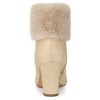 Allegra K Women's Side Zipper Cute Round Toe Faux Fur Chunky Heel Ankle Boots - 3 of 4