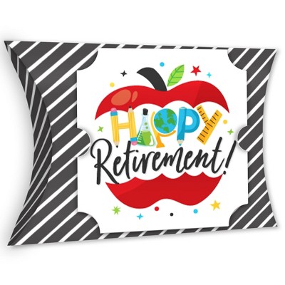 Big Dot of Happiness Teacher Retirement - Favor Gift Boxes - Happy Retirement Party Large Pillow Boxes - Set of 12