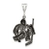 Black Bow Jewelry Sterling Silver Antiqued Hockey Goalie Pendant - 3 of 4