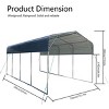 11x19 FT Heavy Duty Metal Carport with Galvanized Steel Roof,Weather-Resistant Garage-Maison Boucle - 4 of 4