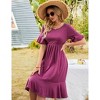 Womens Summer Dress Crew Neck Ruffle Sleeve Casual Flowy Midi Dress - 4 of 4