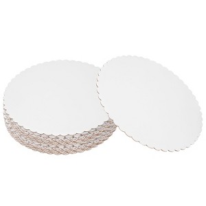 Unique Bargains Disposable Greaseproof Cardboard Scalloped Cake Platters 20 Pcs - 1 of 4