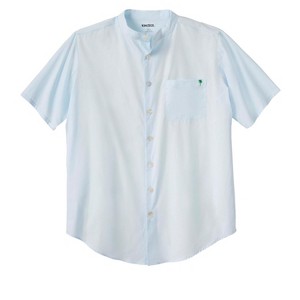 KingSize Men's Big & Tall Short Sleeve Poplin Mandarin Collar Shirt - 1 of 2