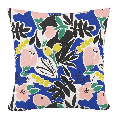 18" x 18" Outdoor Throw Pillow Parker Floral Cobalt - Skyline Furniture