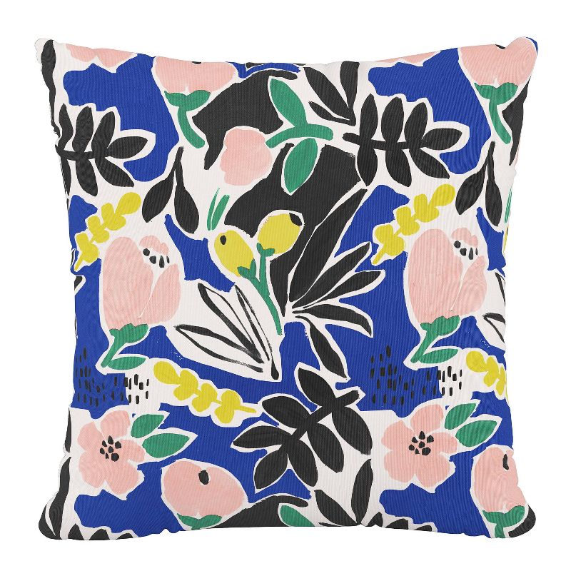 18&#34;x18&#34; Skyline Furniture Square Outdoor Throw Pillow Parker Floral Cobalt, 1 of 7