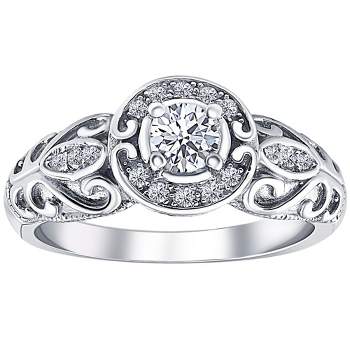 Pompeii3 1/2ct Vintage Diamond Engagement Halo Ring 10K White Gold