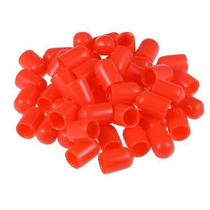 Unique Bargains Rubber Vinyl Round Tube Bolt Thread Protectors End Caps Cover Red 50 Pcs - 1 of 4