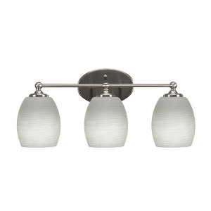 Toltec Lighting Capri 3 - Light Vanity in  Brushed Nickel with 5" White Linen  Shade - 1 of 2