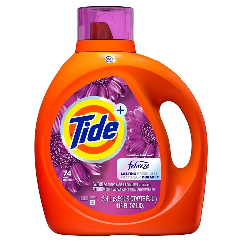 Tide Plus Febreze High Efficiency Liquid Laundry Detergent - Spring &  Renewal - 115 Fl Oz : Target