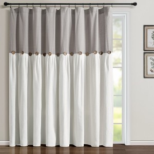 Home Boutique Linen Button Window Curtain Panel Gray/White Single 100x84 - 1 of 1