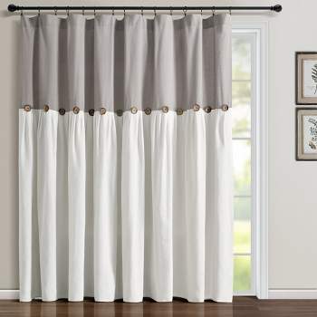 Home Boutique Linen Button Window Curtain Panel Gray/White Single 100x84