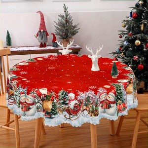 Christmas Tablecloth, Santa Claus and Christmas tree Stain-Resistant Table Cover for Dining Table Holiday Decoration - 1 of 4