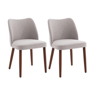 Linen Dining Chair Set, Upholstered Fabric Kitchen Chairs with Wood Legs, Wing Backrest, Thick Cushions, Leveling Feet. for Dining Room, Living Room - 1 of 4
