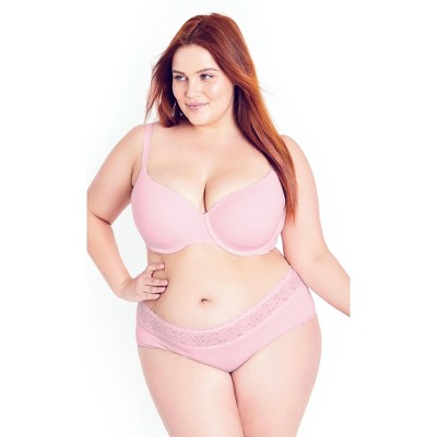 Hips and Curves Womens Plus Size Cotton T-shirt Bra - Baby Pink