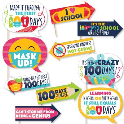 Big Dot of Happiness Funny 100 Days 2022 - 100th Day of School Party Photo Booth Props Kit - 10 Piece