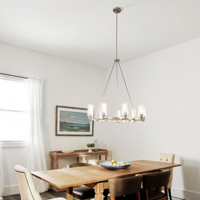 Elegant Brushed Nickel 9-Light Chandelier with Clear and Satin Etched Glass