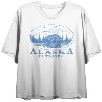 Vintage-Inspired Alaska "Get Outdoors" Women's White Cropped Tee