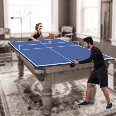 YONWAY 9ft Blue Mid-Size Ping Pong Conversion Top Foldable & Portable Table Tennis Table Top for Indoor Games