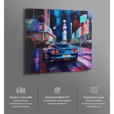 Night Drive Hustle Blue and Red Car Canvas Wall Art, 12" x 12"