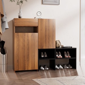 HYLEORY Farmhouse Shoe Storage Cabinet with Shoe Bench, 4-Tier Shoe Cabinet Shelves for 20 Pairs - 1 of 4