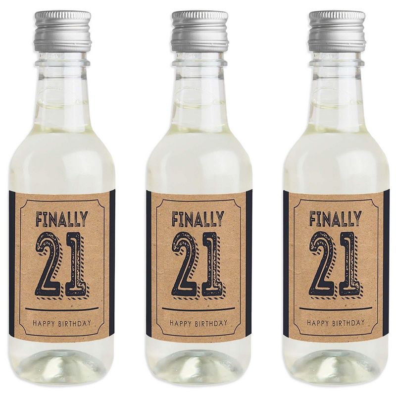 Big Dot of Happiness Finally 21 - 21st Birthday - Mini Wine and Champagne Bottle Label Stickers - 21st Birthday Party Favor Gift - Set of 16, 1 of 7